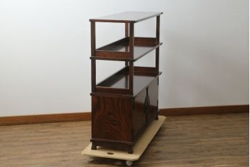 中古　美品　岩谷堂箪笥　深い木の色味と木目が美しい飾り棚(茶棚、茶箪笥、収納棚、戸棚)(R-076236)