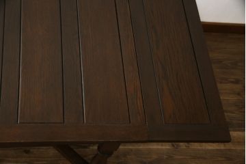 イギリスアンティーク　オーク材　クラシカルな雰囲気が魅力的なドローリーフテーブル(エクステンションテーブル、ダイニングテーブル、食卓、4人掛け、4P、6人掛け、6P、英国)(R-076237)
