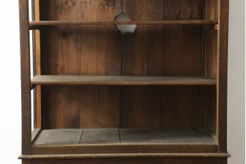 和製アンティーク　大正ロマン　二面ガラス　象嵌入り　趣のある佇まいが魅力的な二段重ね収納棚(キャビネット、ガラスケース、戸棚、食器棚、カップボード)(R-076243)
