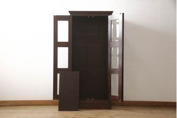 中古　九州民芸家具　水目桜材　和室にも洋室にも合うシックなブックケース(本箱、収納棚、飾り棚、本棚、キャビネット)(R-076249)