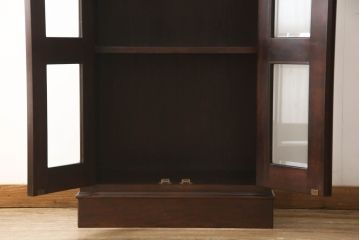 中古　九州民芸家具　水目桜材　和室にも洋室にも合うシックなブックケース(本箱、収納棚、飾り棚、本棚、キャビネット)(R-076249)