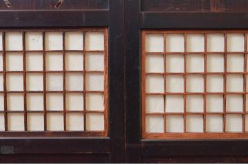 アンティーク建具　和モダンな雰囲気を盛り上げる障子帯戸3枚セット(引き戸、障子戸)(R-076250)