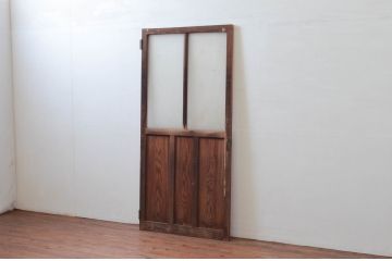 アンティーク建具　時を経た良い木味が魅力のガラス戸1枚(ドア、ガラス扉)(R-076252)
