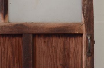 アンティーク建具　時を経た良い木味が魅力のガラス戸1枚(ドア、ガラス扉)(R-076252)