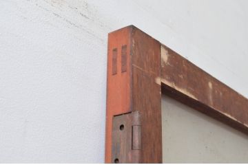 アンティーク建具　時を経た良い木味が魅力のガラス戸1枚(ドア、ガラス扉)(R-076252)