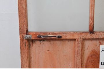 アンティーク建具　大正ロマンな雰囲気香るガラス扉1枚(ドア、ガラス戸)(R-076253)