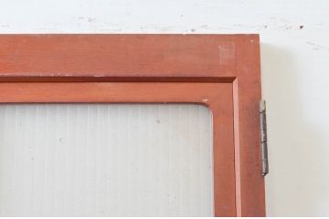 アンティーク建具　木部のあたたかさと開放感を兼ね備えたガラス扉1枚(ドア、ガラス戸)(R-076254)