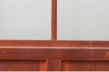 アンティーク建具　木部のあたたかさと開放感を兼ね備えたガラス扉1枚(ドア、ガラス戸)(R-076254)