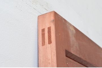 アンティーク建具　木部のあたたかさと開放感を兼ね備えたガラス扉1枚(ドア、ガラス戸)(R-076254)
