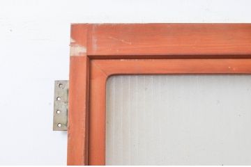 アンティーク建具　木部のあたたかさと開放感を兼ね備えたガラス扉1枚(ドア、ガラス戸)(R-076254)