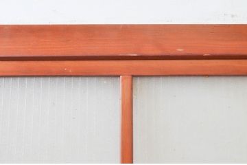 アンティーク建具　木部のあたたかさと開放感を兼ね備えたガラス扉1枚(ドア、ガラス戸)(R-076254)