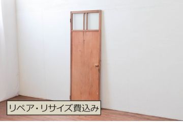 アンティーク建具　どこか懐かしさを感じる幅狭板戸扉1枚(ドア、木製扉)(R-076255)