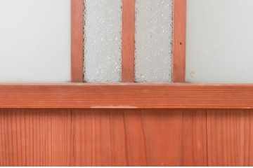 アンティーク建具　どこか懐かしさを感じる板戸扉1枚(ドア、木製扉、ガラス戸)(R-076256)