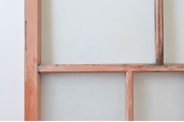 アンティーク建具　大正ロマン　優しい木色があたたかみを感じるガラス扉1枚(ドア、ガラス戸)(R-076257)