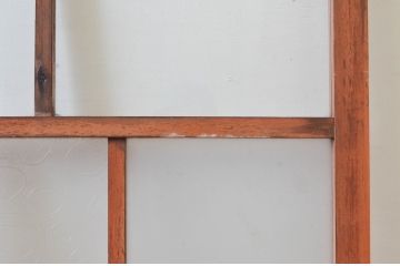 アンティーク建具　大正ロマン　優しい木色があたたかみを感じるガラス扉1枚(ドア、ガラス戸)(R-076257)