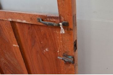 アンティーク建具　大正ロマン　優しい木色があたたかみを感じるガラス扉1枚(ドア、ガラス戸)(R-076257)