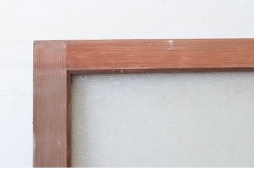 アンティーク建具　ダイヤガラス入り　趣のある木味が魅力的!大振りで重厚なガラス戸2枚セット(引き戸)(R-076258)