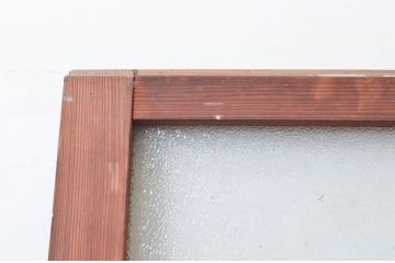 アンティーク建具　ダイヤガラス入り　趣のある木味が魅力的!大振りで重厚なガラス戸2枚セット(引き戸)(R-076258)