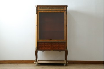 中古　イギリス製　ルイ16世様式　気品溢れる象嵌入りキャビネット　定価約70万円　(R-076263)