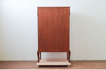 中古　美品　イギリス製　ルイ16世様式　気品溢れる象嵌入りキャビネット(Gケース、ガラスケース、ショーケース、ディスプレイケース、コレクションケース、キュリオケース、飾り棚、陳列棚、店舗什器、英国)(定価約70万円)(R-076263)