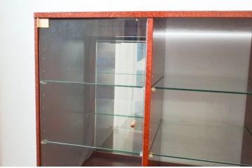 中古　美品　松創(MATSUSO・マツソウ)　特注　バーズアイメイプル　両面使いできる便利な二段重ねキャビネット(収納棚、戸棚、食器棚、カップボード、飾り棚)(定価約300万円)(R-076264)