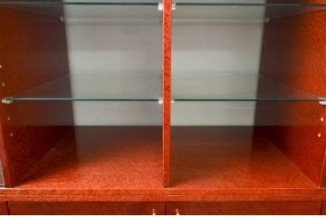 中古　美品　松創(MATSUSO・マツソウ)　特注　バーズアイメイプル　両面使いできる便利な二段重ねキャビネット(収納棚、戸棚、食器棚、カップボード、飾り棚)(定価約300万円)(R-076264)