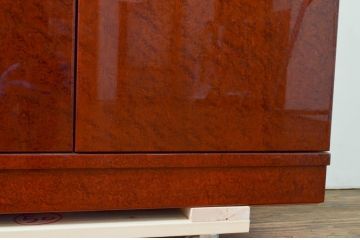 中古　美品　松創(MATSUSO・マツソウ)　特注　バーズアイメイプル　両面使いできる便利な二段重ねキャビネット(収納棚、戸棚、食器棚、カップボード、飾り棚)(定価約300万円)(R-076264)