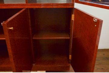 中古　美品　松創(MATSUSO・マツソウ)　特注　バーズアイメイプル　両面使いできる便利な二段重ねキャビネット(収納棚、戸棚、食器棚、カップボード、飾り棚)(定価約300万円)(R-076264)