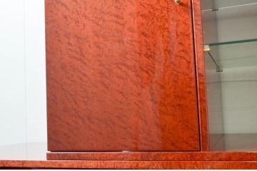 中古　美品　松創(MATSUSO・マツソウ)　特注　バーズアイメイプル　両面使いできる便利な二段重ねキャビネット(収納棚、戸棚、食器棚、カップボード、飾り棚)(定価約300万円)(R-076264)