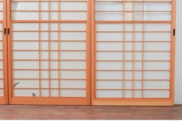 ビンテージ建具　和の空間づくりにおすすめの擦り上げ障子戸4枚セット(擦上障子戸、雪見障子戸、引き戸、ヴィンテージ)(R-076265)
