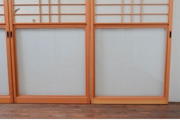 ビンテージ建具　和の空間づくりにおすすめの擦り上げ障子戸4枚セット(擦上障子戸、雪見障子戸、引き戸、ヴィンテージ)(R-076265)