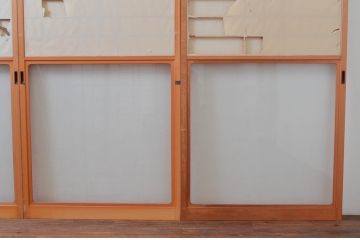 ビンテージ建具　和の空間づくりにおすすめの擦り上げ障子戸4枚セット(擦上障子戸、雪見障子戸、引き戸、ヴィンテージ)(R-076265)