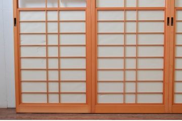ビンテージ建具　和の空間づくりにおすすめの擦り上げ幅狭障子戸4枚セット(擦り上げ障子戸、擦上障子戸、雪見障子戸、引き戸、ヴィンテージ)(R-076266)