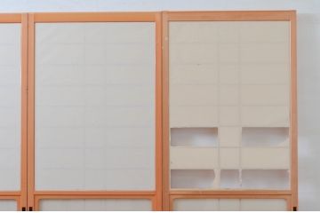 ビンテージ建具　和の空間づくりにおすすめの擦り上げ幅狭障子戸4枚セット(擦り上げ障子戸、擦上障子戸、雪見障子戸、引き戸、ヴィンテージ)(R-076266)