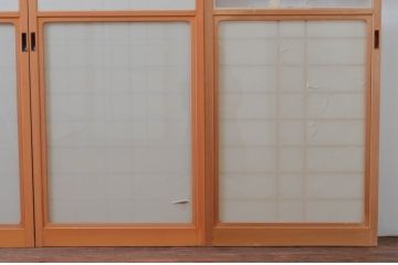 ビンテージ建具　和の空間づくりにおすすめの擦り上げ幅狭障子戸4枚セット(擦り上げ障子戸、擦上障子戸、雪見障子戸、引き戸、ヴィンテージ)(R-076266)