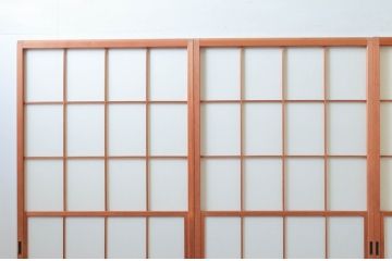 ビンテージ建具　和の空間づくりにおすすめの擦り上げ障子戸4枚セット(擦上障子戸、雪見障子戸、引き戸、ヴィンテージ)(R-076267)