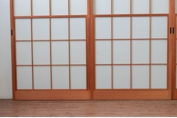 ビンテージ建具　和の空間づくりにおすすめの擦り上げ障子戸4枚セット(擦上障子戸、雪見障子戸、引き戸、ヴィンテージ)(R-076267)