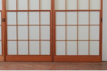 ビンテージ建具　和の空間づくりにおすすめの擦り上げ障子戸4枚セット(擦上障子戸、雪見障子戸、引き戸、ヴィンテージ)(R-076267)