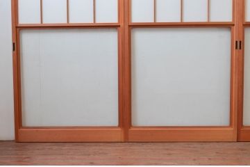 ビンテージ建具　和の空間づくりにおすすめの擦り上げ障子戸4枚セット(擦上障子戸、雪見障子戸、引き戸、ヴィンテージ)(R-076267)