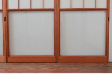 ビンテージ建具　和の空間づくりにおすすめの擦り上げ障子戸4枚セット(擦上障子戸、雪見障子戸、引き戸、ヴィンテージ)(R-076267)