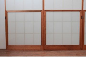 ビンテージ建具　和の空間づくりにおすすめの擦り上げ障子戸4枚セット(擦上障子戸、雪見障子戸、引き戸、ヴィンテージ)(R-076267)