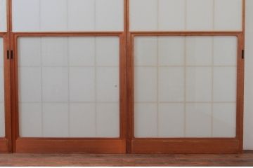ビンテージ建具　和の空間づくりにおすすめの擦り上げ障子戸4枚セット(擦上障子戸、雪見障子戸、引き戸、ヴィンテージ)(R-076267)
