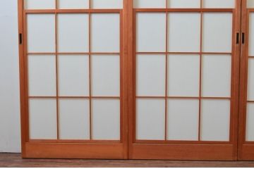 ビンテージ建具　和の空間づくりにおすすめの擦り上げ幅狭障子戸4枚セット(擦り上げ障子戸、擦上障子戸、雪見障子戸、引き戸、ヴィンテージ)(R-076268)