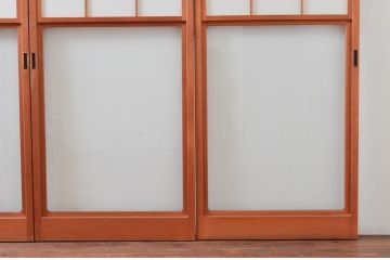 ビンテージ建具　和の空間づくりにおすすめの擦り上げ幅狭障子戸4枚セット(擦り上げ障子戸、擦上障子戸、雪見障子戸、引き戸、ヴィンテージ)(R-076268)