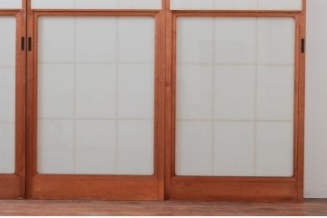 ビンテージ建具　和の空間づくりにおすすめの擦り上げ幅狭障子戸4枚セット(擦り上げ障子戸、擦上障子戸、雪見障子戸、引き戸、ヴィンテージ)(R-076268)