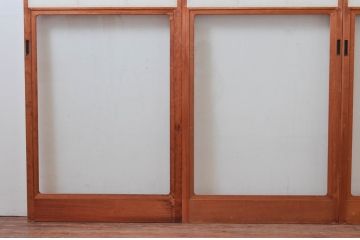 ビンテージ建具　和の空間づくりにおすすめの擦り上げ幅狭障子戸4枚セット(擦り上げ障子戸、擦上障子戸、雪見障子戸、引き戸、ヴィンテージ)(R-076268)