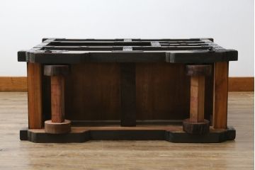 和製ビンテージ　美品　亀の形をしたユニークな金具が目を惹くアンティーク調の車箪笥(和箪笥、収納たんす、整理タンス、サイドチェスト、戸棚、引き出し、ヴィンテージ)(R-076271)