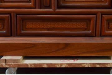 和製ビンテージ　未使用　展示品　総欅(ケヤキ)材　赤みがかった色味が素敵な茶棚(飾り棚、違い棚、収納棚、戸棚、ヴィンテージ)(R-076272)