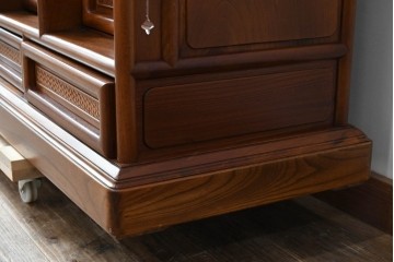 和製ビンテージ　未使用　展示品　総欅(ケヤキ)材　赤みがかった色味が素敵な茶棚(飾り棚、違い棚、収納棚、戸棚、ヴィンテージ)(R-076272)