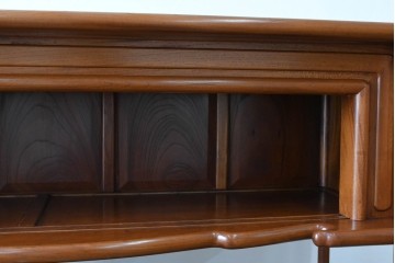 和製ビンテージ　未使用　展示品　総欅(ケヤキ)材　赤みがかった色味が素敵な茶棚(飾り棚、違い棚、収納棚、戸棚、ヴィンテージ)(R-076272)